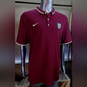 Nike England Three Lions Polo Men’s XXL Maroon Shirt